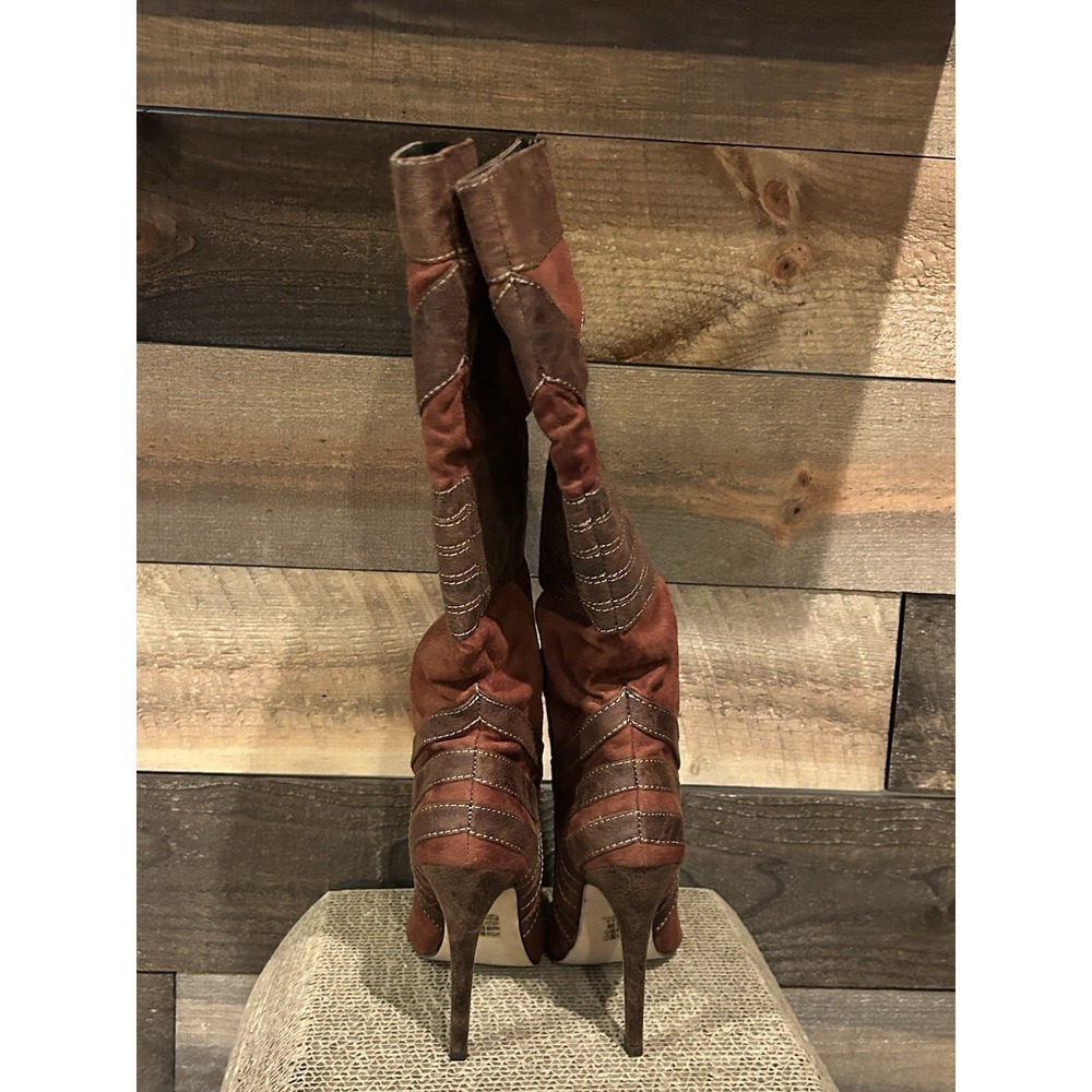 Michael Antonio Knee High‎ Boots Women's 6.5 Tan Faux Leather High Heel - Picture 7 of 9